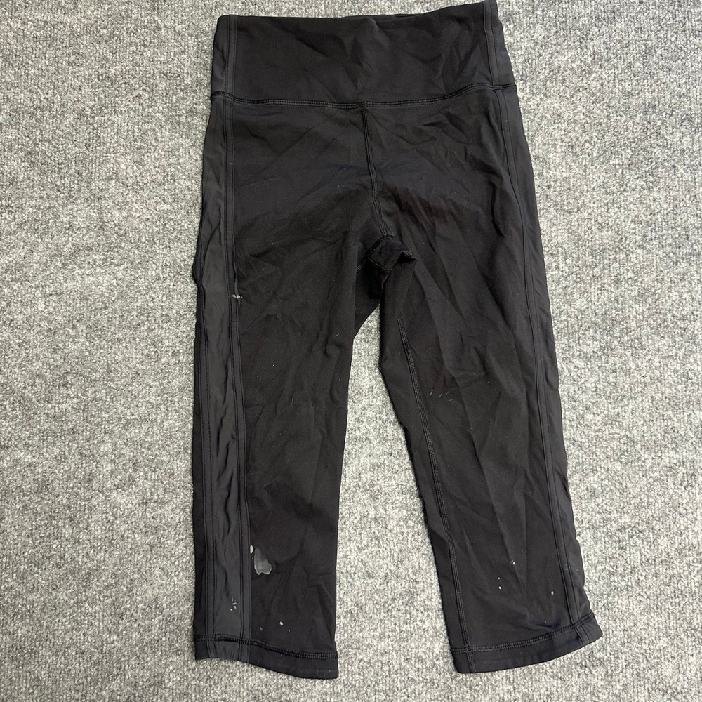 Lululemon Leggings Womens Size 4 Black High Waisted Athletic Cropped Yoga Pants